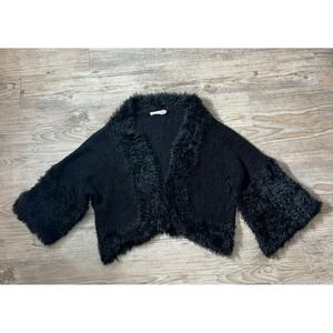 Pretty Angel Black Fuzzy Shrug Bolero Silk Blend XXL Romantic Cropped Y2K Glam